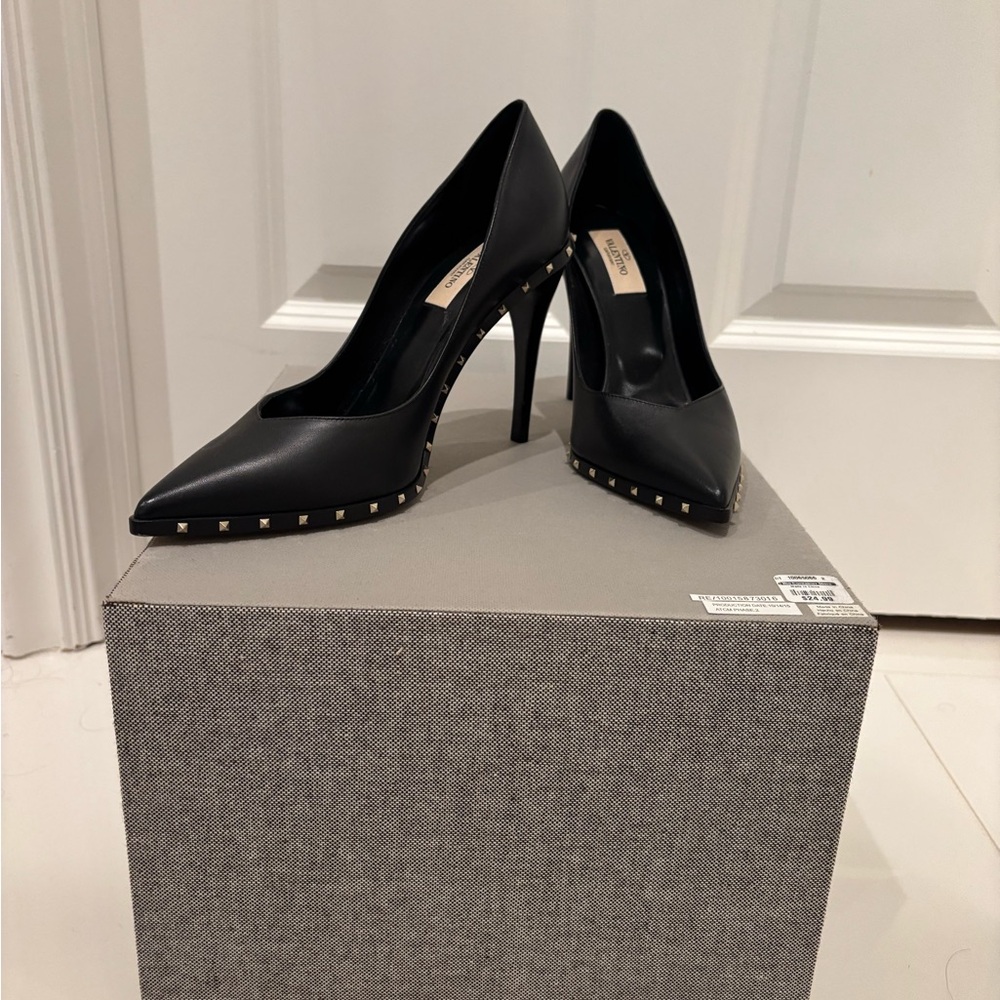 Black Stiletto Heels with Studded Detail